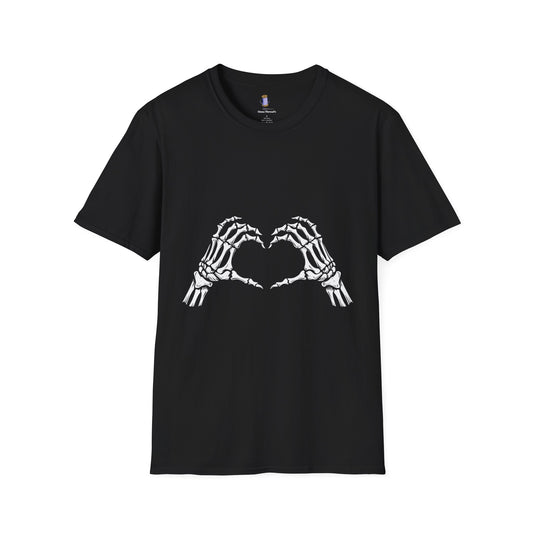 Skull Heart T-Shirt - Unisex Graphic Tee for Halloween, Love, Gifts, Casual Wear, Skeleton