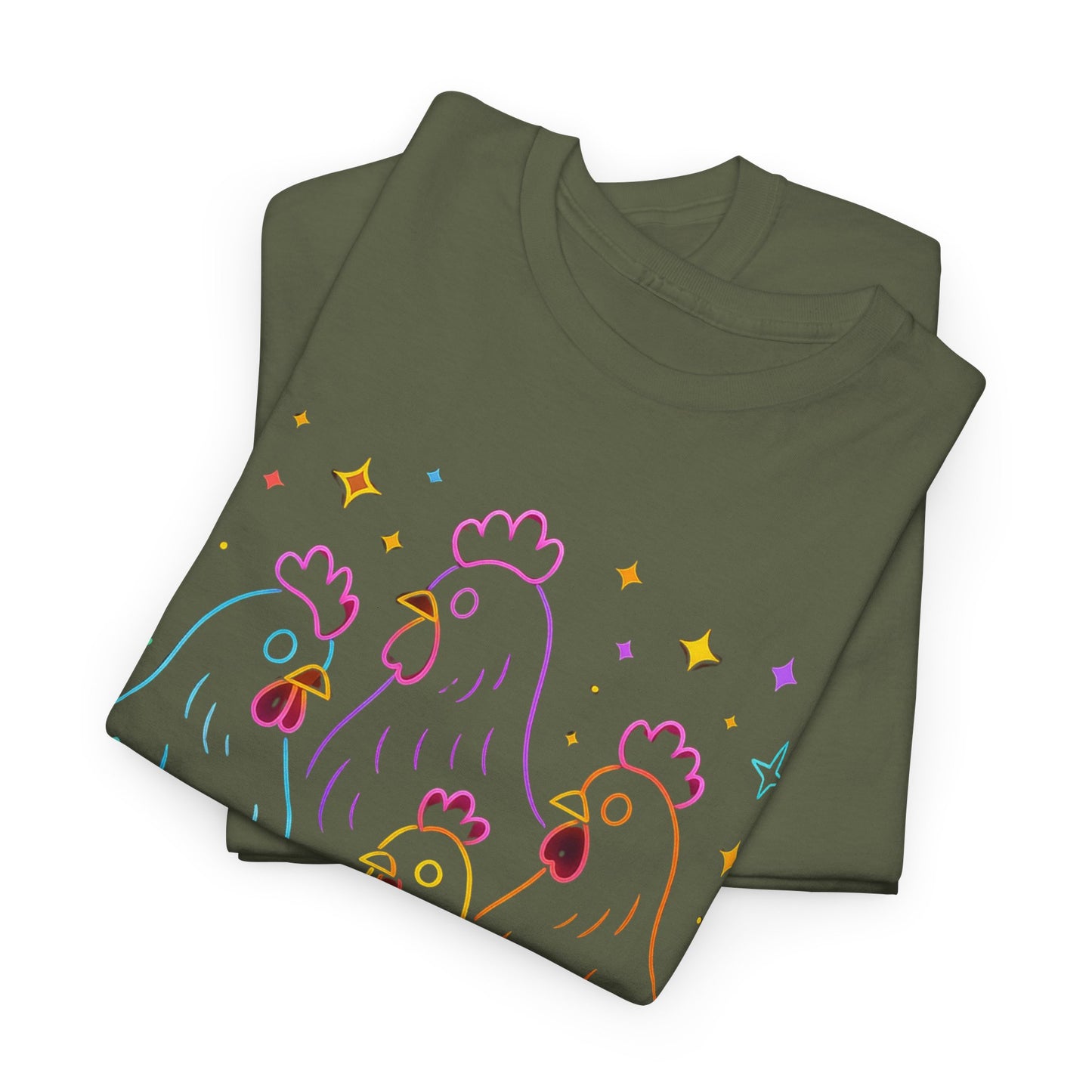 🌻 Autumn Chickens & Pumpkins Tee – Colorful Farm Harvest Shirt
