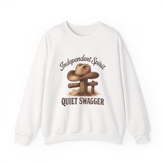 Crewneck Sweatshirt — "Independent Spirit, Quiet Swagger" Western Hat Graphic