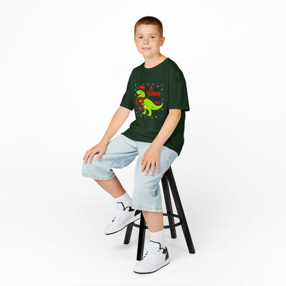 Holiday Dinosaur Kids Tee, Christmas Shirt, Fun Dinosaur T-Shirt, Kids Party Outfit, Cute Graphic Tee, Gift for Kids
