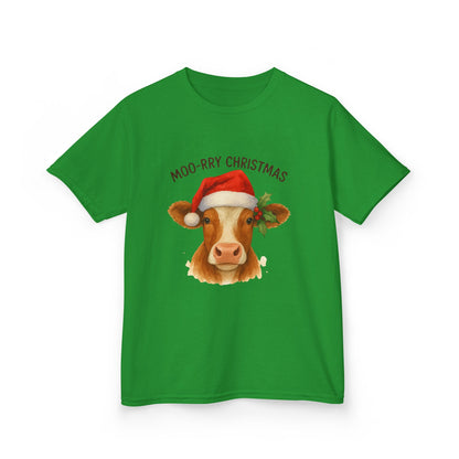 Moo-rry Christmas Dino Tee - Kids Holiday Shirt
