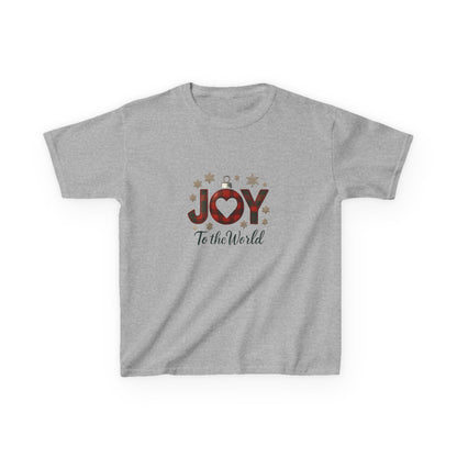 JOY Dinosaur Christmas Tee - Plaid Ornament Dino Shirt