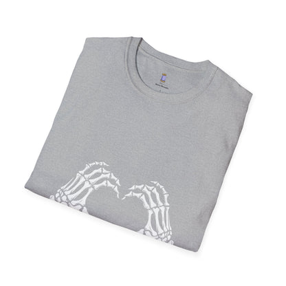 Skull Heart T-Shirt - Unisex Graphic Tee for Halloween, Love, Gifts, Casual Wear, Skeleton