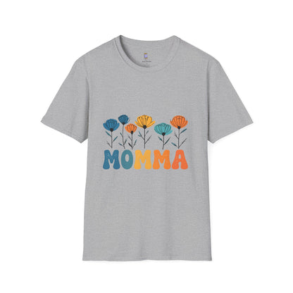 Momma Floral Softstyle T-Shirt | Perfect for Mother's Day, Gifts for Moms, Casual Wear, Spring Fashion, Family Gatherings
