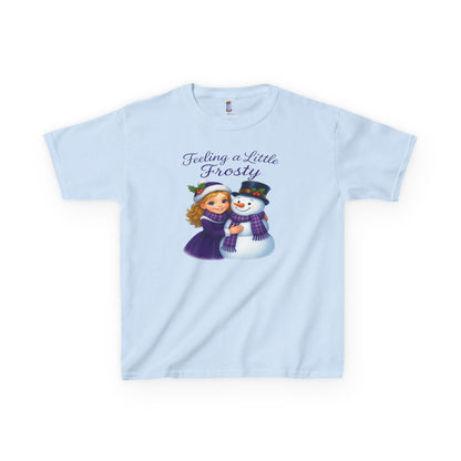 Kids Heavy Cotton™ Tee, Feeling a Little Frosty T-Shirt, Winter Tee, Holiday Gift for Kids, Cute Snowman Shirt, Fun Winter Apparel
