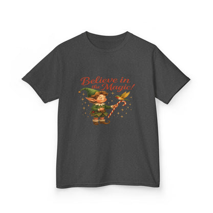 Believe in the Magic Elf & Dino Christmas Kids Tee