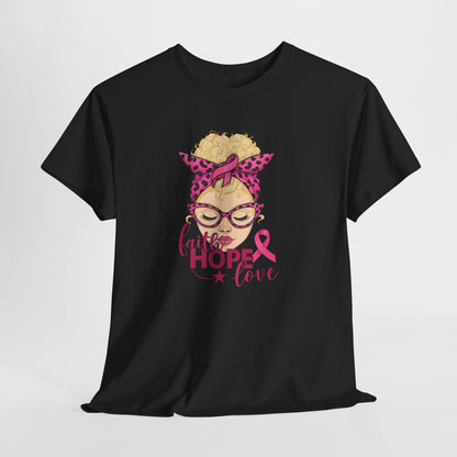 Hope Love Pink Ribbon Tee - Breast Cancer Awareness