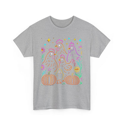 Autumn Glow Chicken Tee – Colorful Farmhouse Pumpkin Shirt