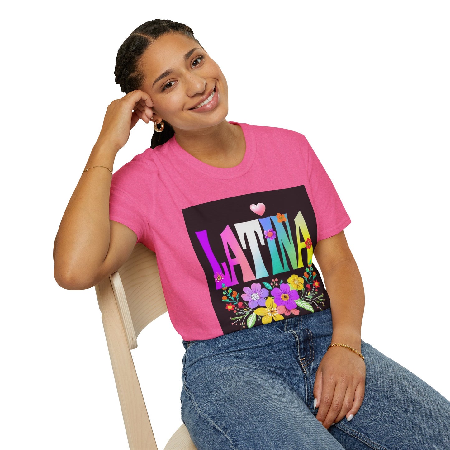 Colorful Latina Floral T-Shirt, Unisex Tee, Pride Shirt, Floral Graphic Tee, Gift for Her, Summer Style, Celebration Shirt