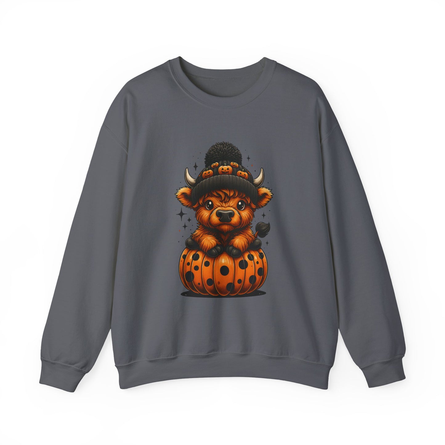 Halloween Cow Calf in Pumpkin Crewneck Sweatshirt