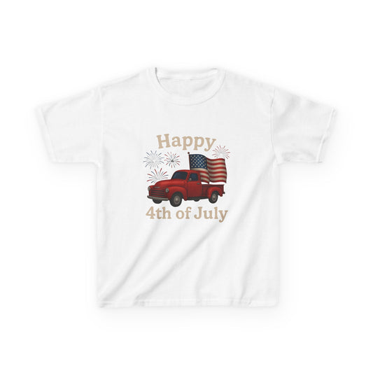 Happy 4th of July Truck Tee - Kids Patriotic Shirt