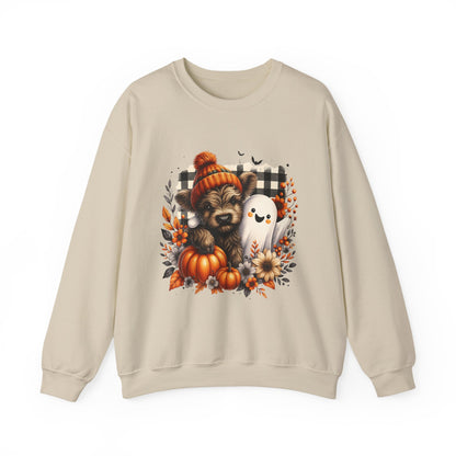 Cute Halloween Dog & Ghost Crewneck Sweatshirt
