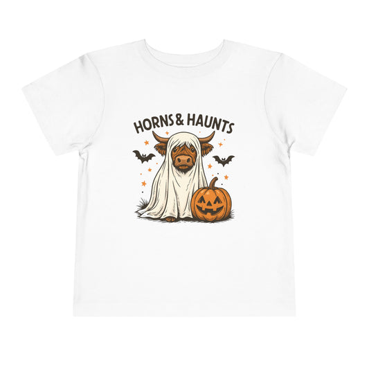 Horns & Haunts Highland Cow Toddler Halloween Tee