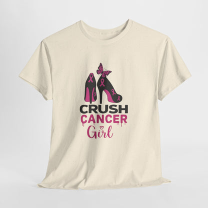 Crush Cancer Girl Tee: High Heels, Pink Ribbon, Hope