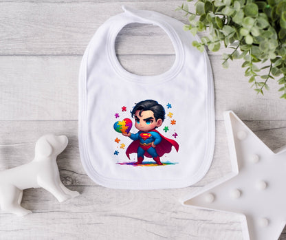 Superman Autism Bib