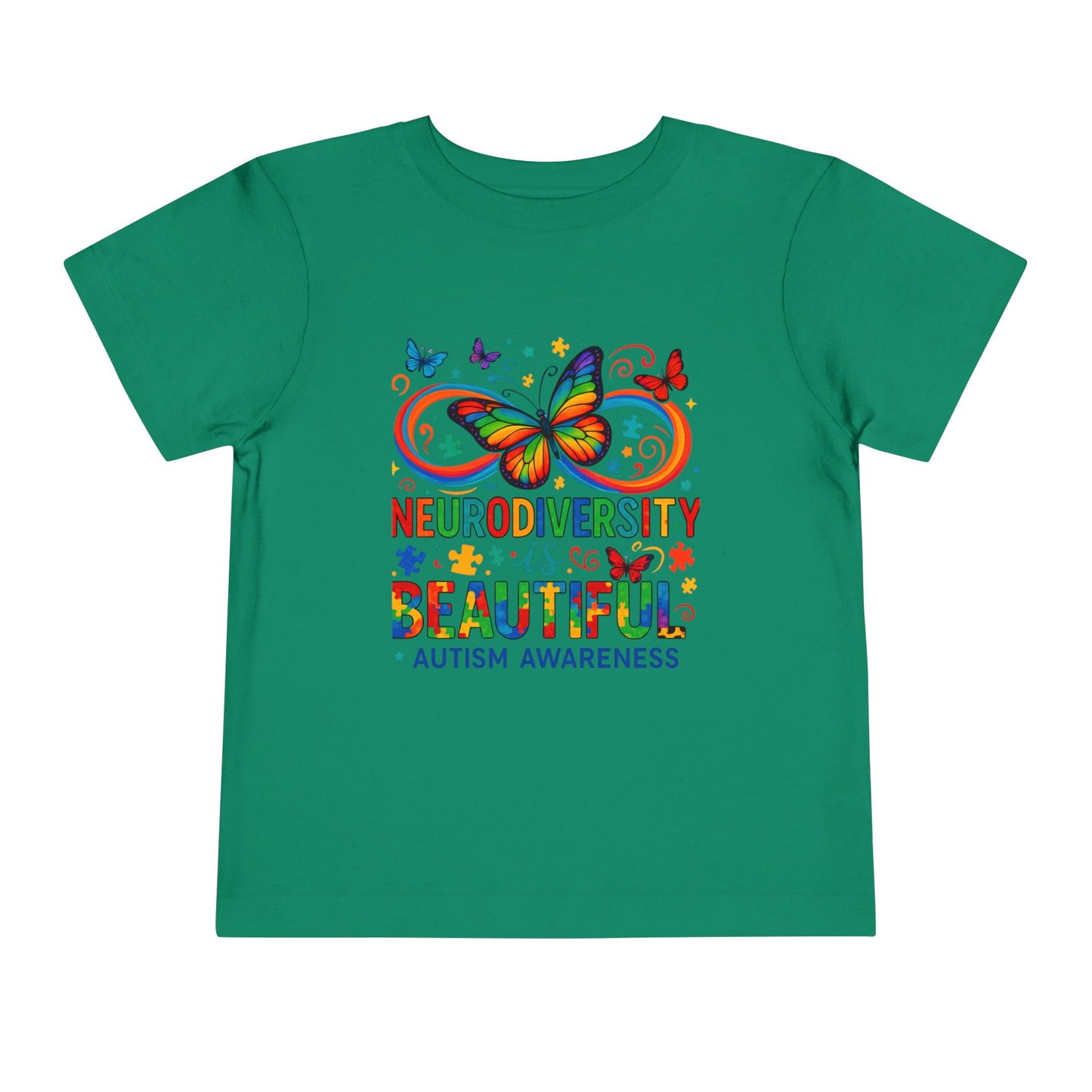 Toddler Tee - Neurodiversity is Beautiful Butterfly Rainbow Puzzle Piece Tee