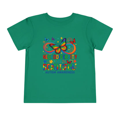 Toddler Tee - Neurodiversity is Beautiful Butterfly Rainbow Puzzle Piece Tee
