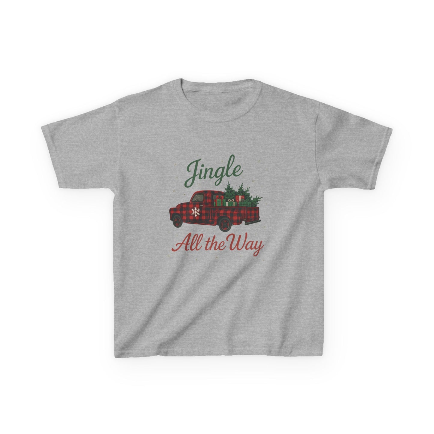 Jingle All The Way Dino Truck Kids Christmas Tee