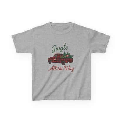 Jingle All The Way Dino Truck Kids Christmas Tee