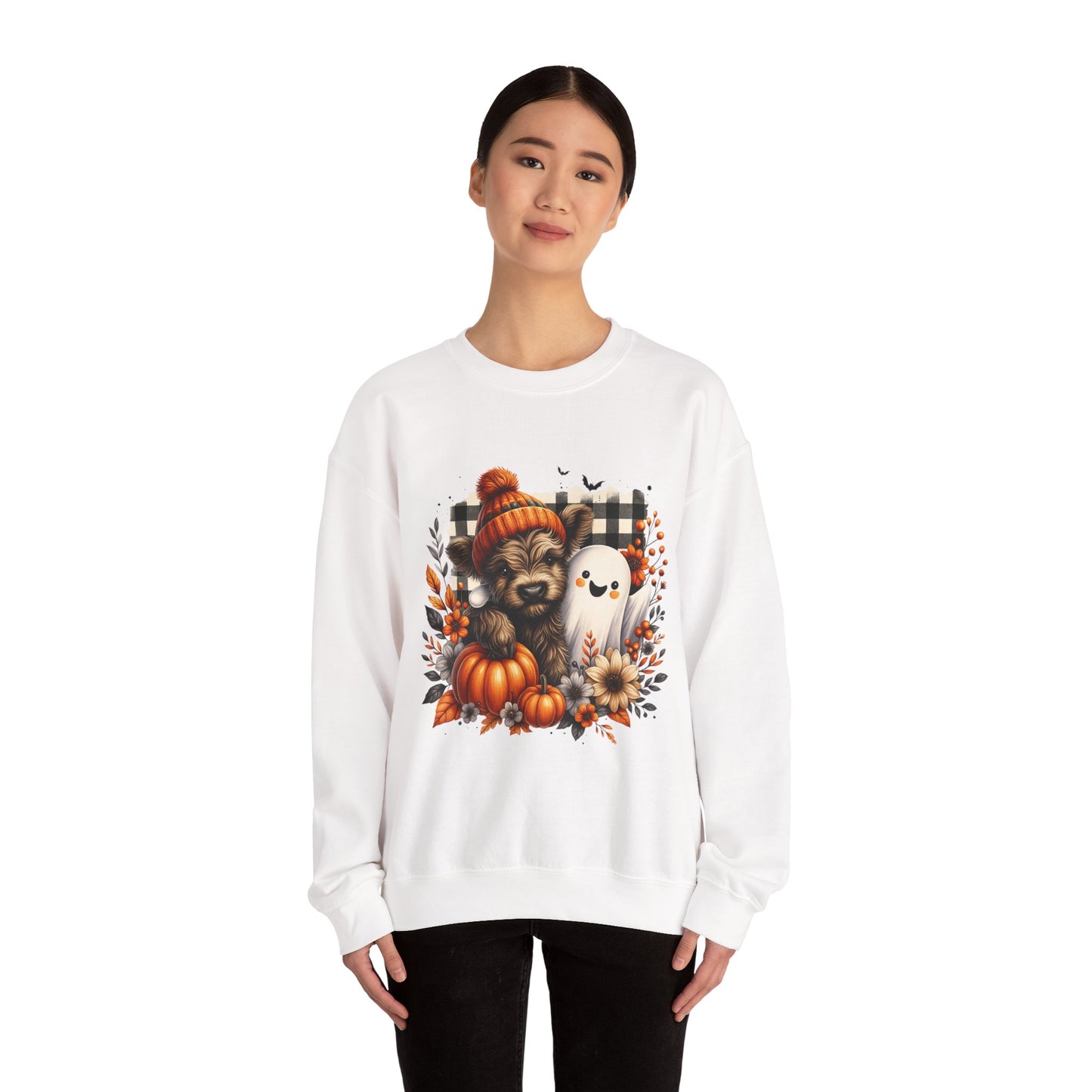 Cute Halloween Dog & Ghost Crewneck Sweatshirt