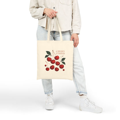 Cherry Coated Canvas Tote — Retro Cherry Grocery & Market Bag