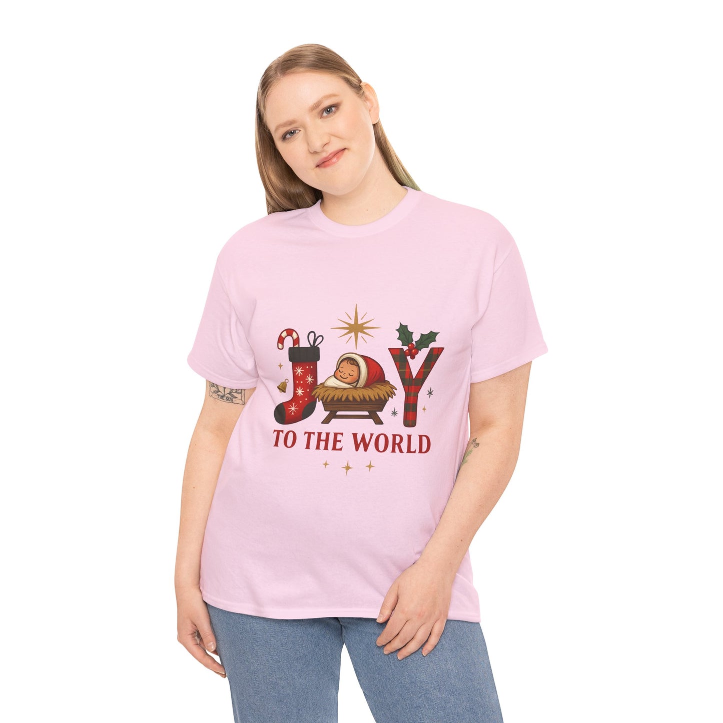 Christmas Joy Unisex Tee with Baby Jesus Illustration