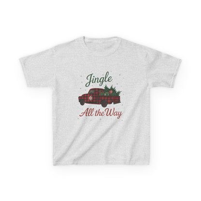 Jingle All The Way Dino Truck Kids Christmas Tee