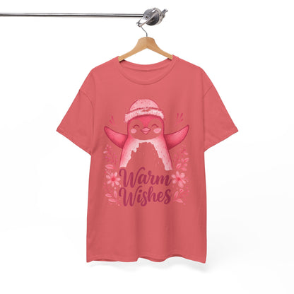 Warm Wishes Pink Penguin Tee - Holiday Tee