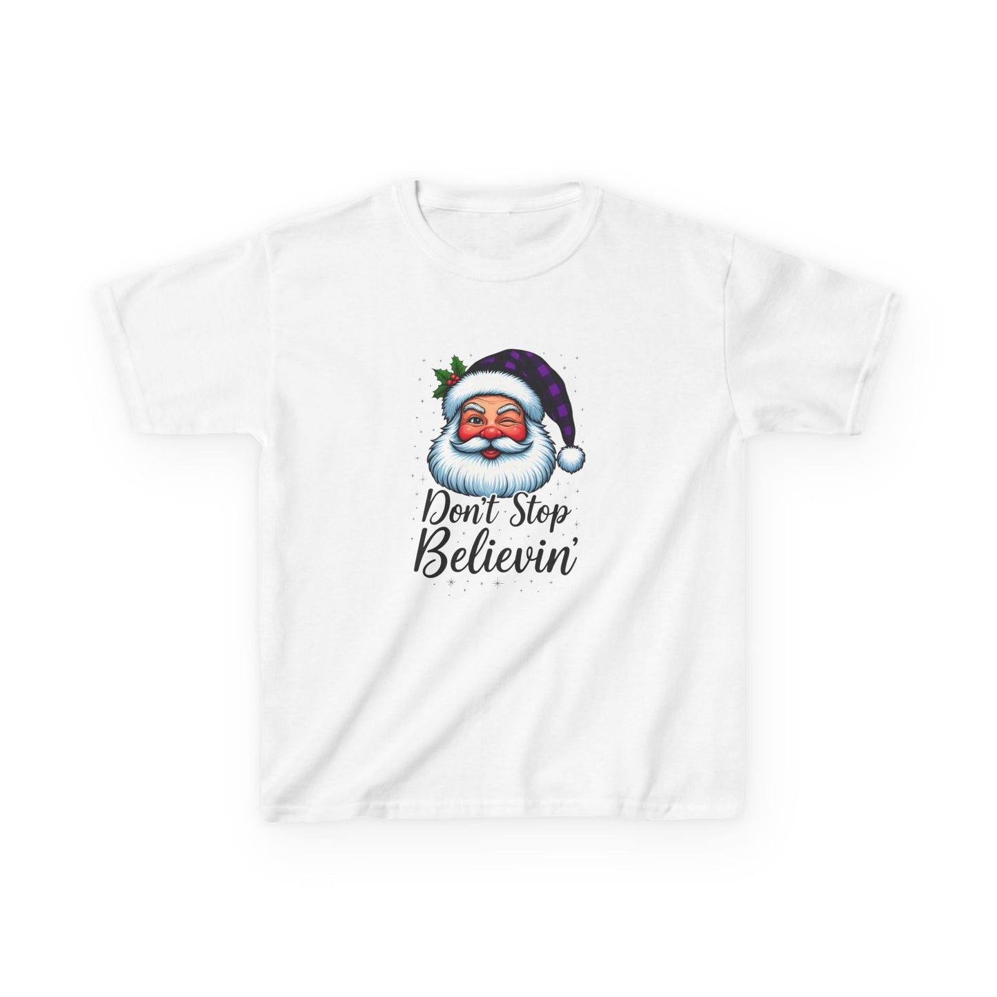Santa Dino Believin' Kids Tee - Christmas Fun!