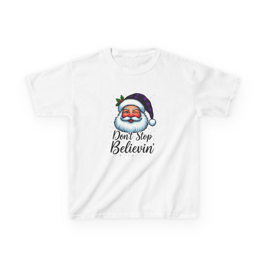 Santa Dino Believin' Kids Tee - Christmas Fun!
