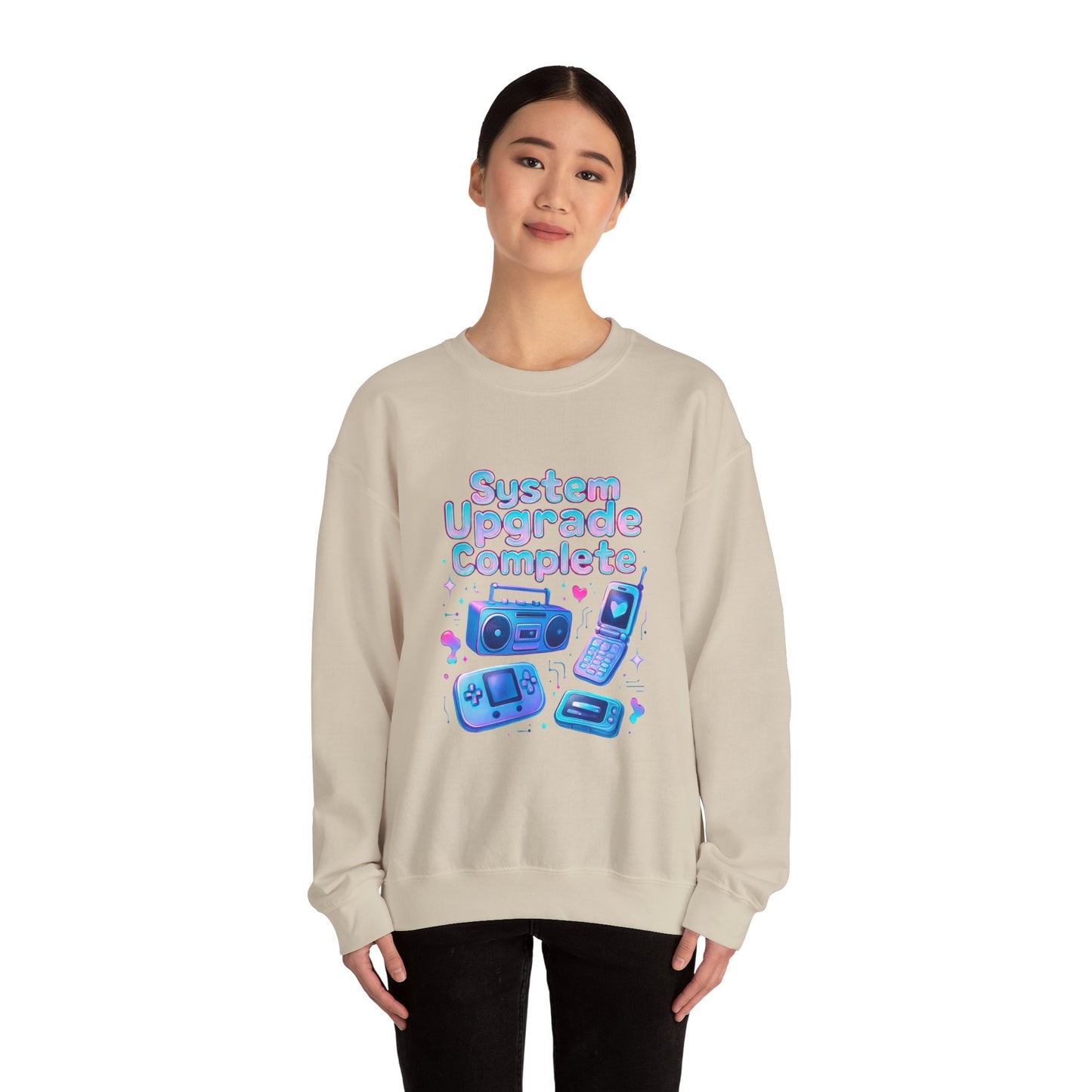 Crewneck Sweatshirt — "System Upgrade Complete" Retro Gaming Graphic