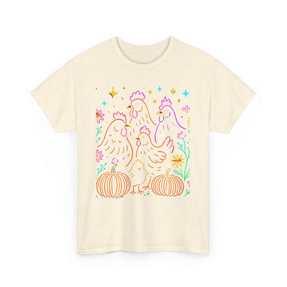Autumn Glow Chicken Tee – Colorful Farmhouse Pumpkin Shirt