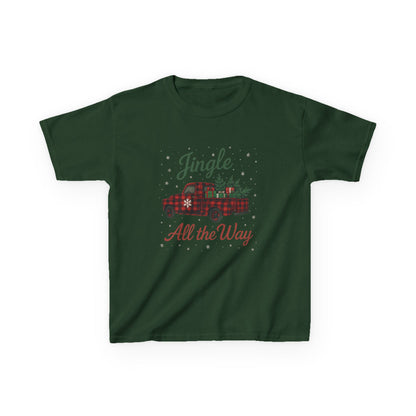 Jingle All The Way Dino Truck Kids Christmas Tee