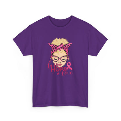 Hope Love Pink Ribbon Tee - Breast Cancer Awareness