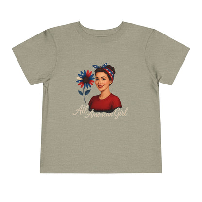 Toddler Tee All American Girl Patriotic Floral Shirt