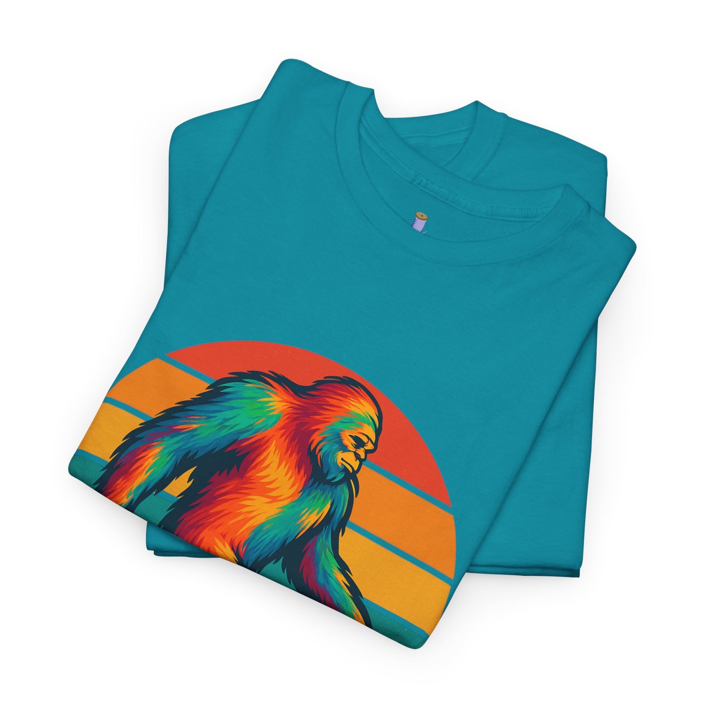 Colorful Bigfoot Unisex T-Shirt, Fun Graphic Tee for Nature Lovers, Perfect for Holidays, Festivals, Camping, Gifts