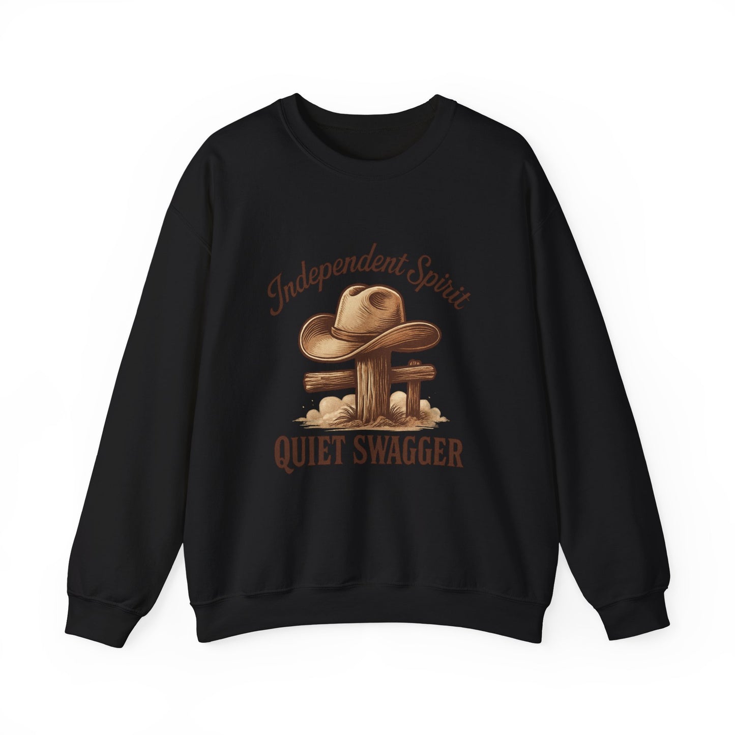 Crewneck Sweatshirt — "Independent Spirit, Quiet Swagger" Western Hat Graphic