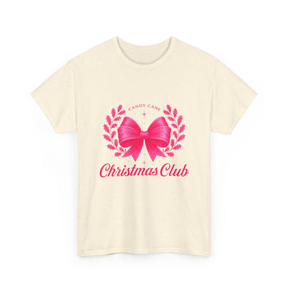 Christmas Tee with Pink Bow and Candy Cane Christmas Club Text