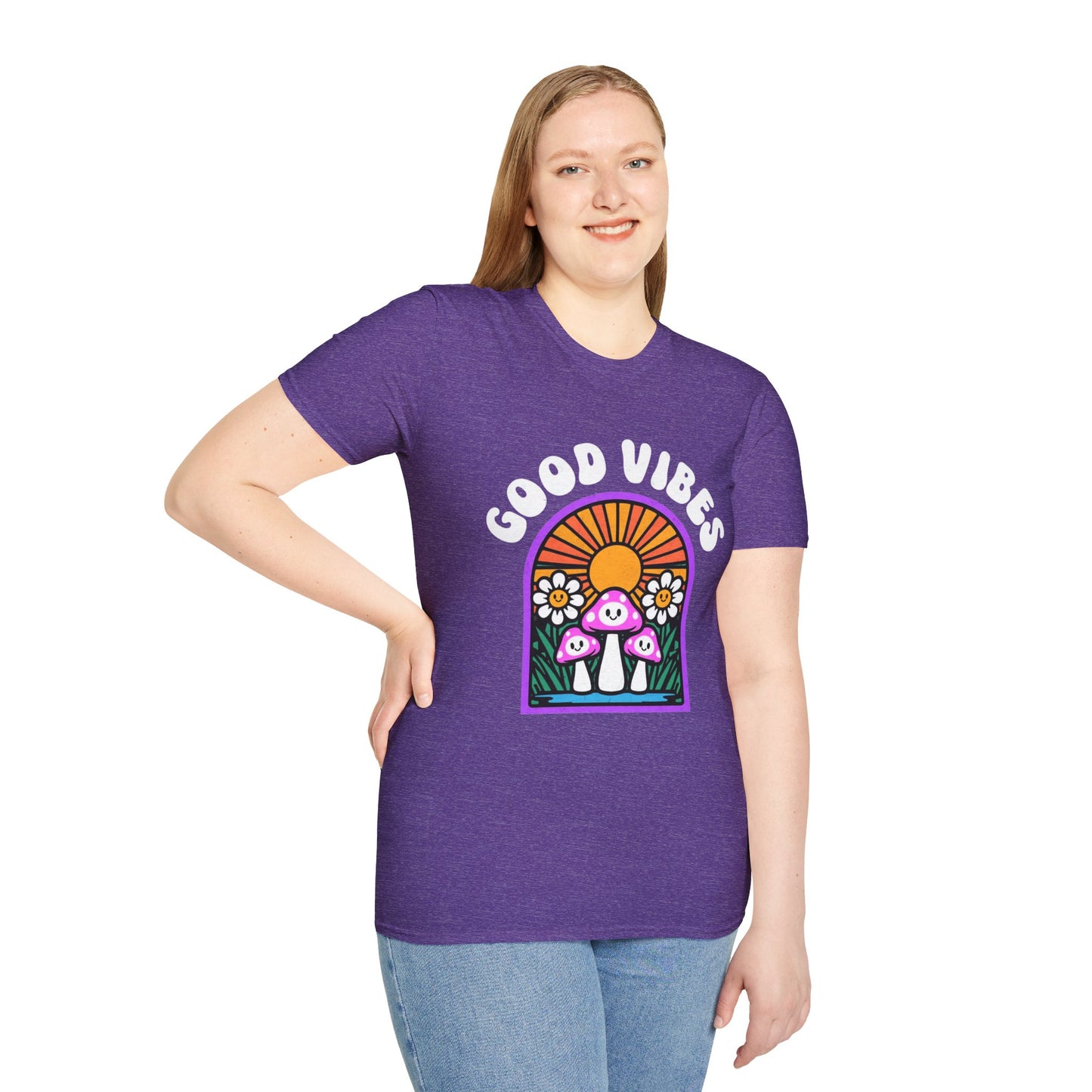 Good Vibes Unisex Softstyle T-Shirt | Retro Graphic Tee | Summer Vibe Shirt | Festival Fashion | Relaxed Fit Casual Top