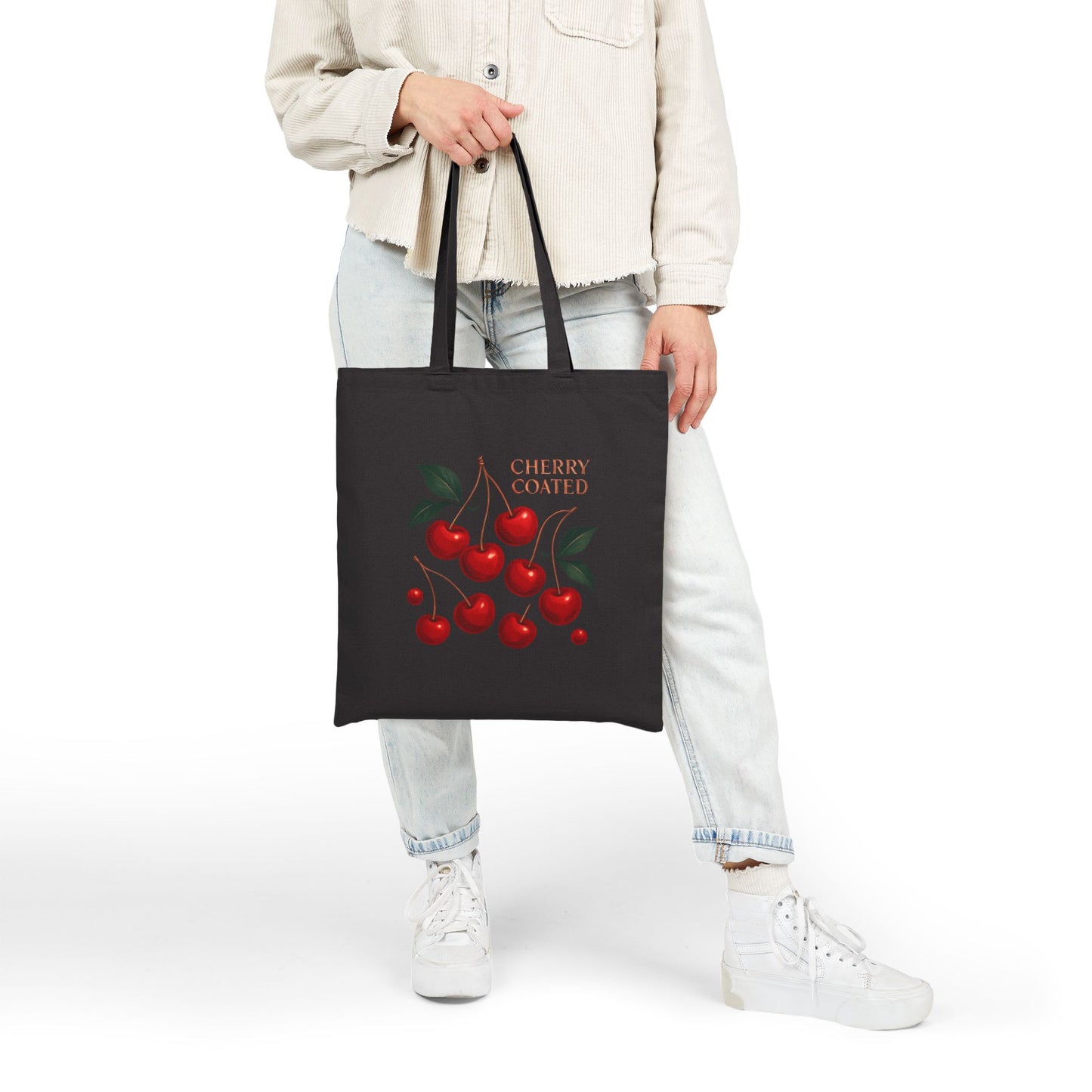 Cherry Coated Canvas Tote — Retro Cherry Grocery & Market Bag