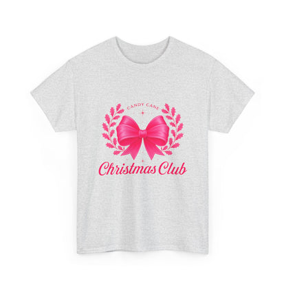 Christmas Tee with Pink Bow and Candy Cane Christmas Club Text