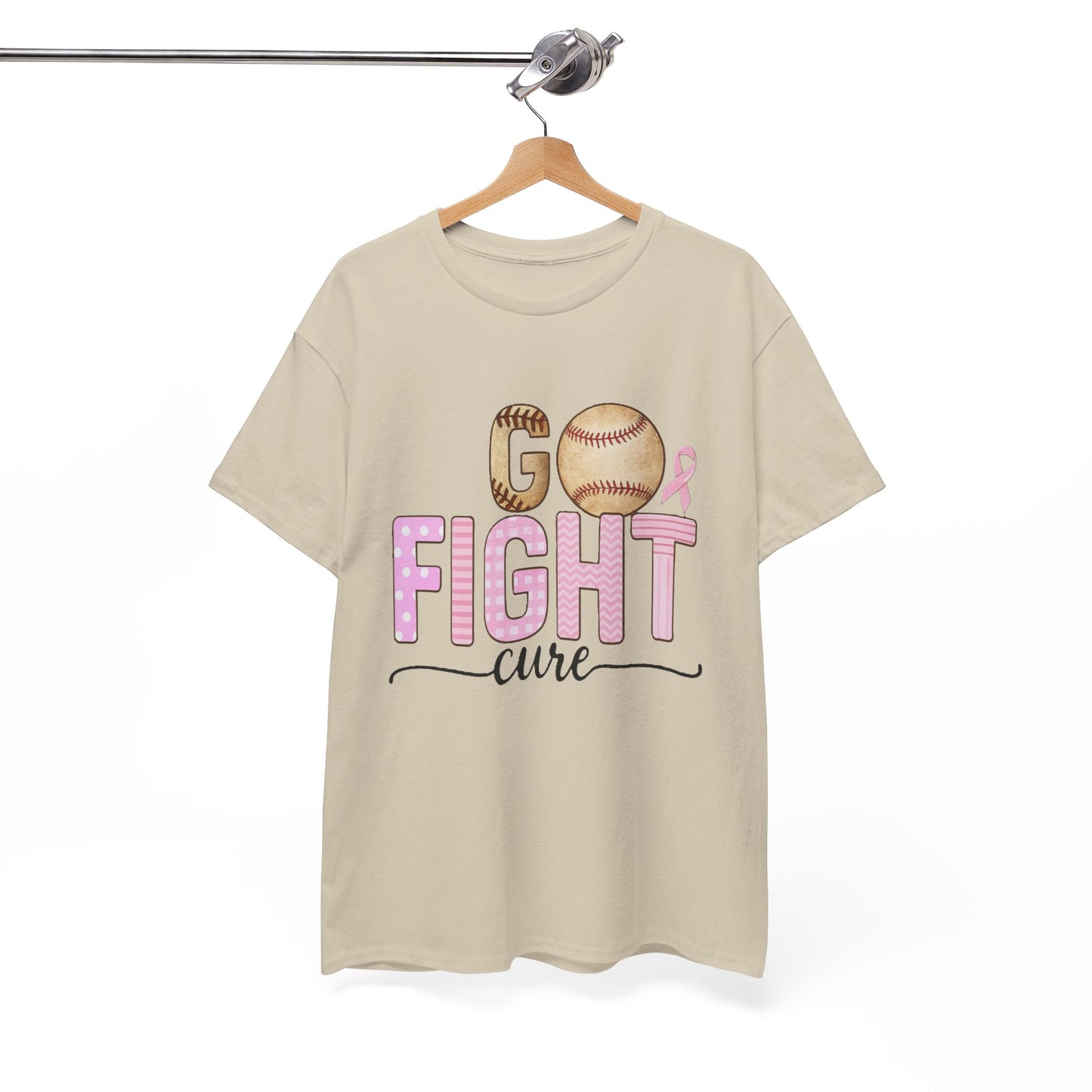 Go Fight Cure Baseball Pink Ribbon Awareness Tee