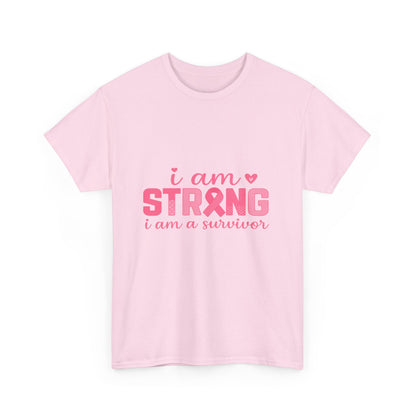 I AM STRONG - Pink Ribbon Breast Cancer Awareness Tee