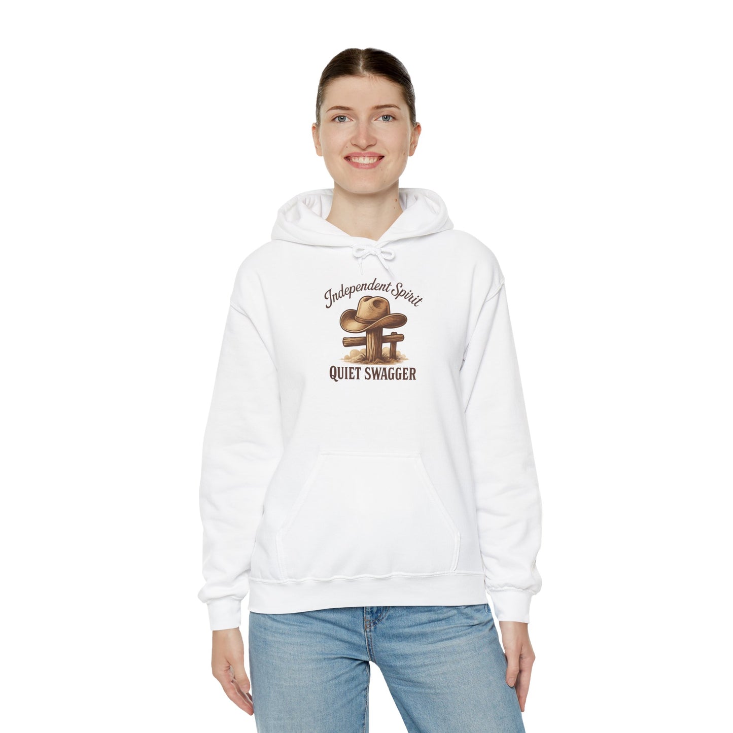 Quiet Swagger Hoodie – "Independent Spirit" Cowboy Hat Graphic Pullover