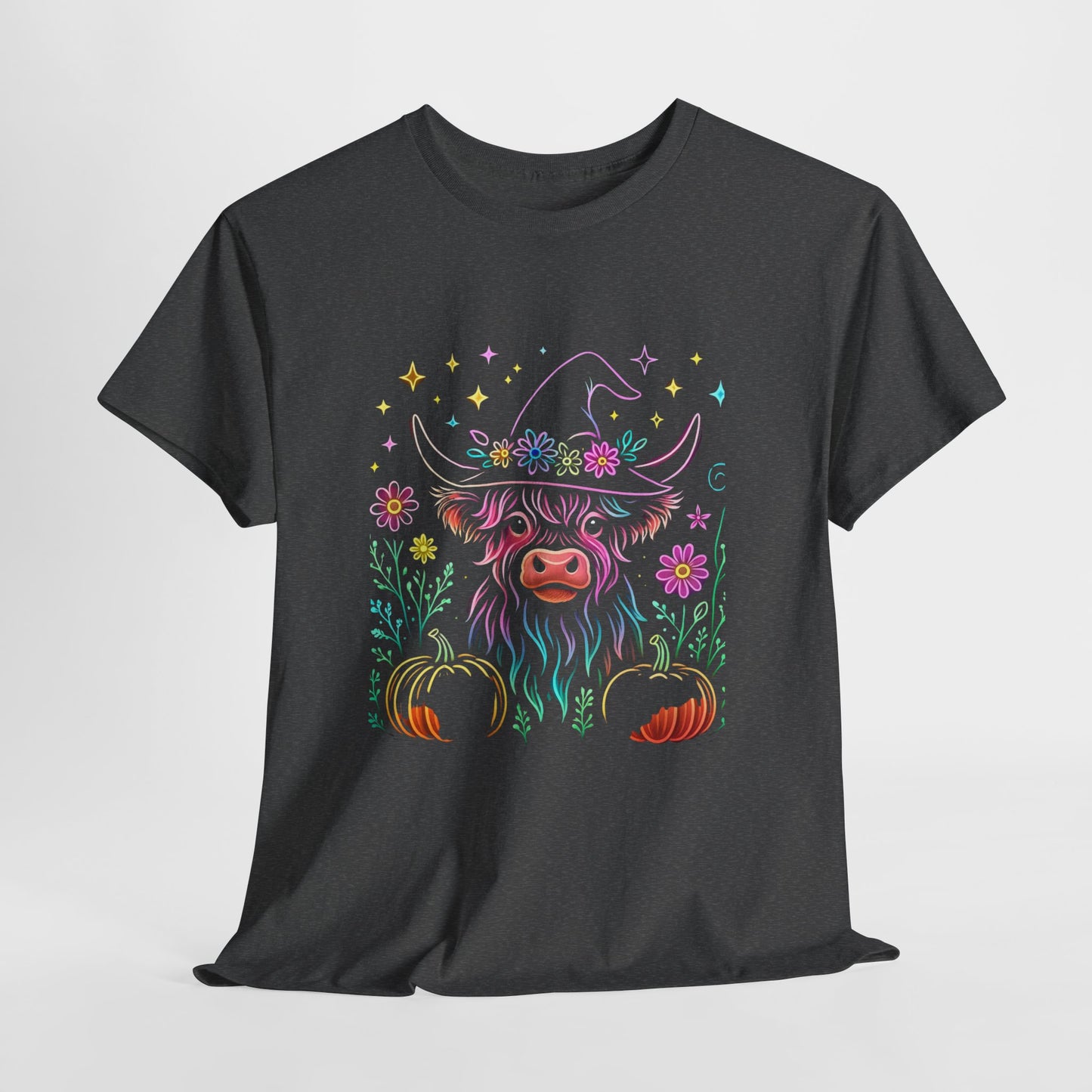 🎃 Magical Highland Cow Tee – Witchy Pumpkin Farm Shirt