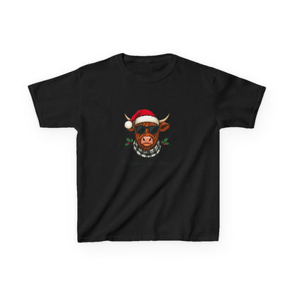 Moovey Christmas Highland Cow Kids Tee