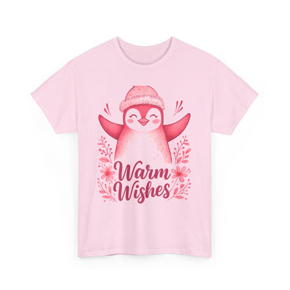 Warm Wishes Pink Penguin Tee - Holiday Tee