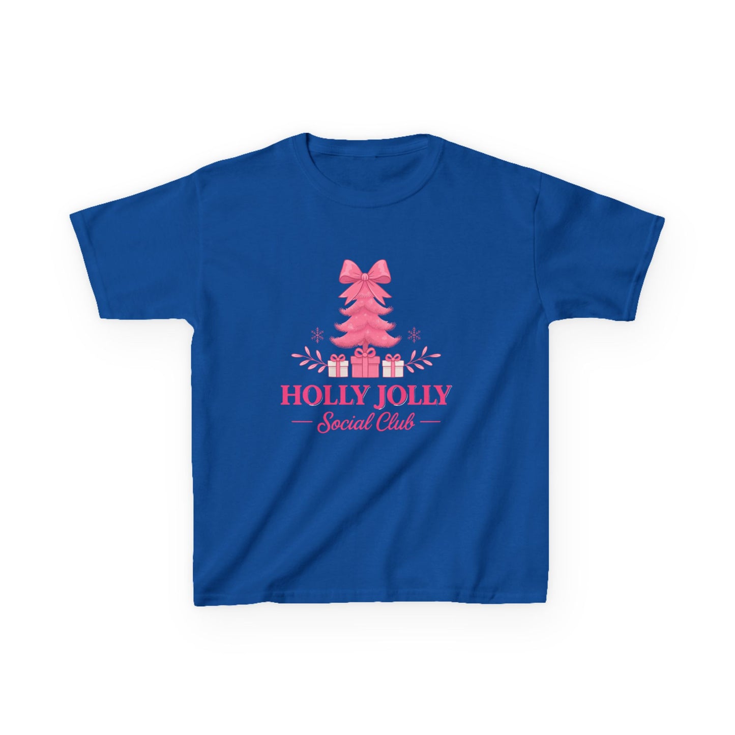 Holly Jolly Dino Christmas Tee - Pink Holiday Kids Shirt