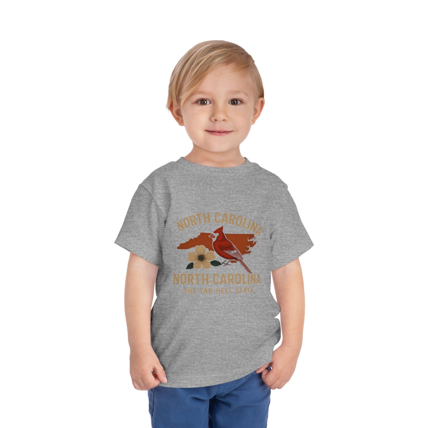 Toddler Tee - NC Cardinal and Dogwood Flower Design