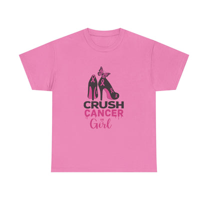Crush Cancer Girl Tee: High Heels, Pink Ribbon, Hope